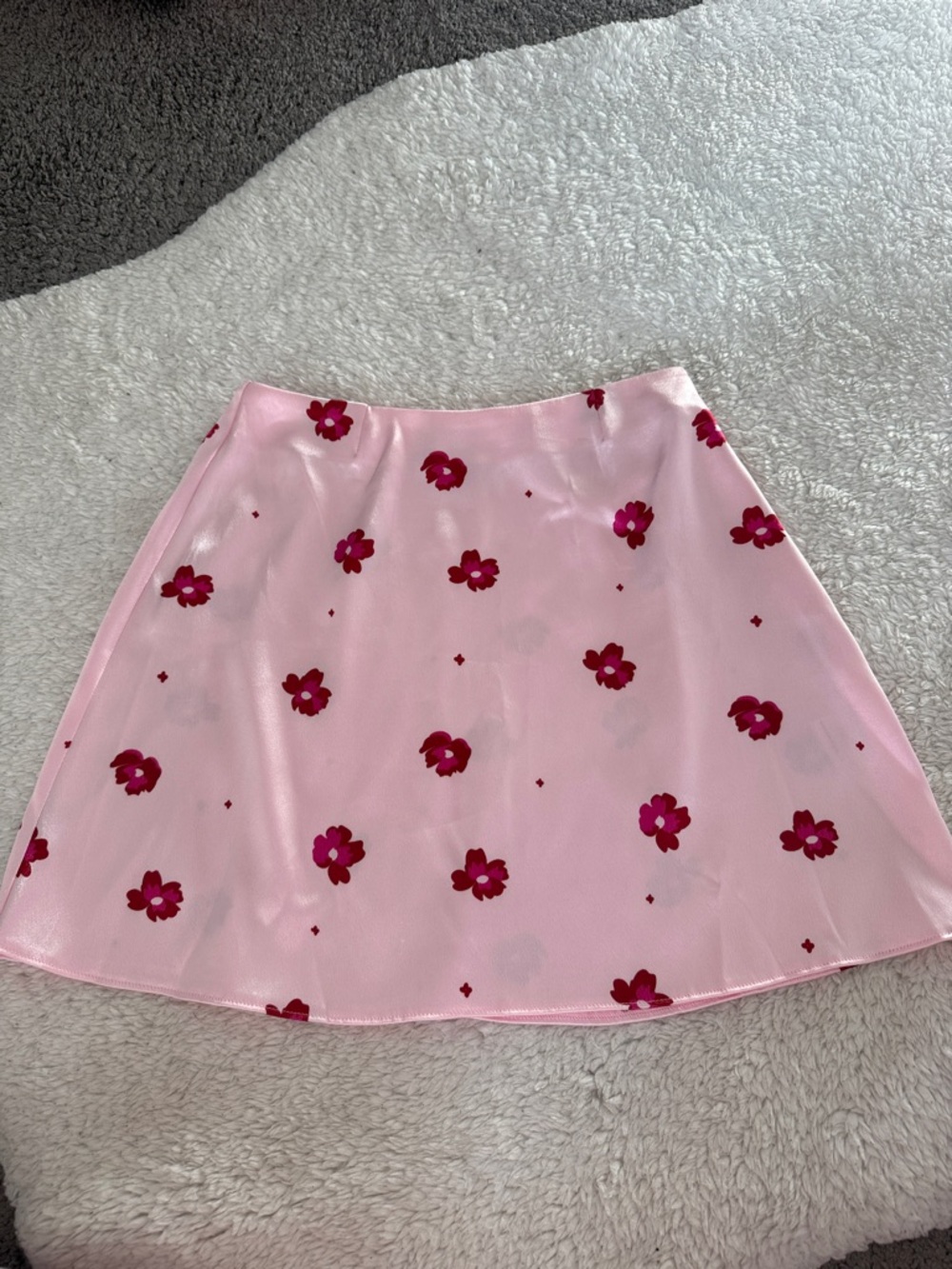 White Fox Boutique Pink Floral A-Line Mini Skirt